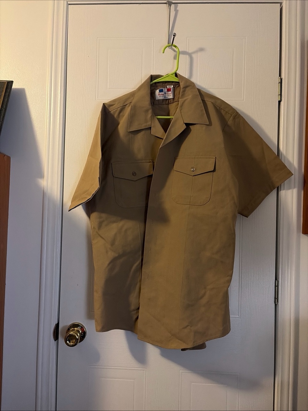 Vintage Flying Cross Distinguished Service Tan Military Uniform Shirt XL